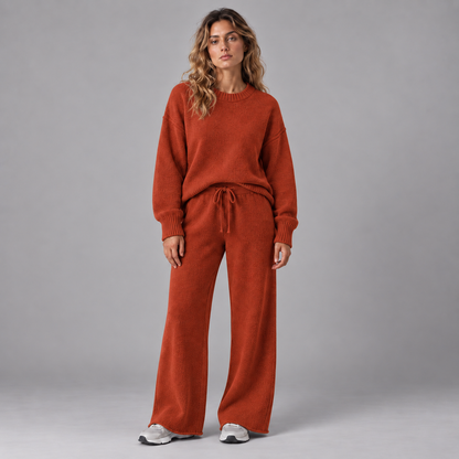 Lieke | Cropped Loungeset – Verlaagde Schouders en Wijde Broek met Trekkoord