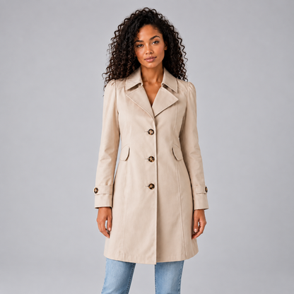 Lieke | Dames Trenchcoat Getailleerd – Enkele Knopenrij en Klassieke Reverskraag