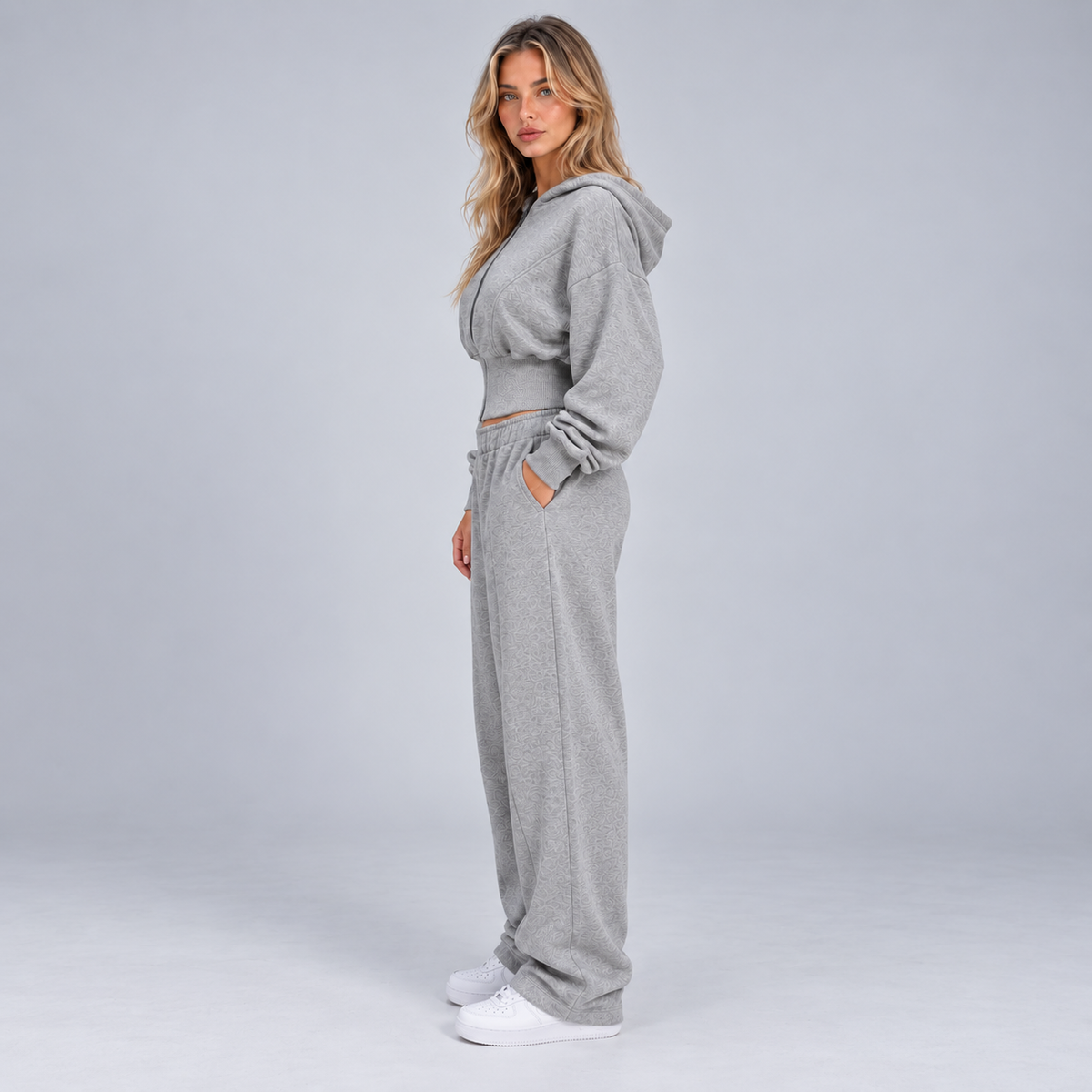 Lien | Dames Trainingspak Comfortabel – Hoodie met Brede Taillerand en Wijde Joggingbroek