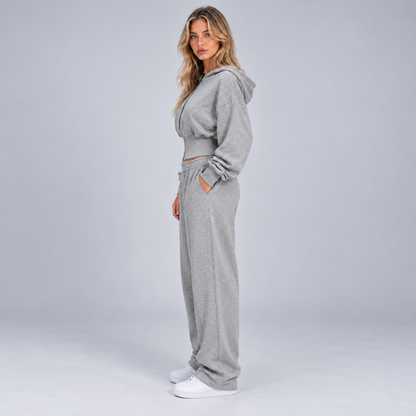 Lien | Dames Trainingspak Comfortabel – Hoodie met Brede Taillerand en Wijde Joggingbroek