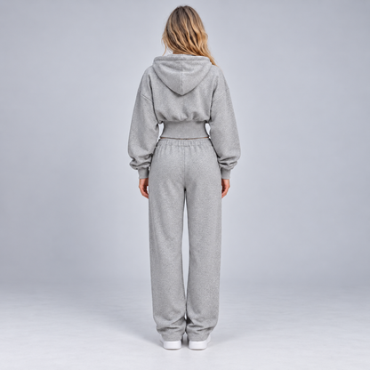 Lien | Dames Trainingspak Comfortabel – Hoodie met Brede Taillerand en Wijde Joggingbroek