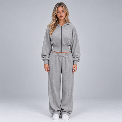 Lien | Dames Trainingspak Comfortabel – Hoodie met Brede Taillerand en Wijde Joggingbroek