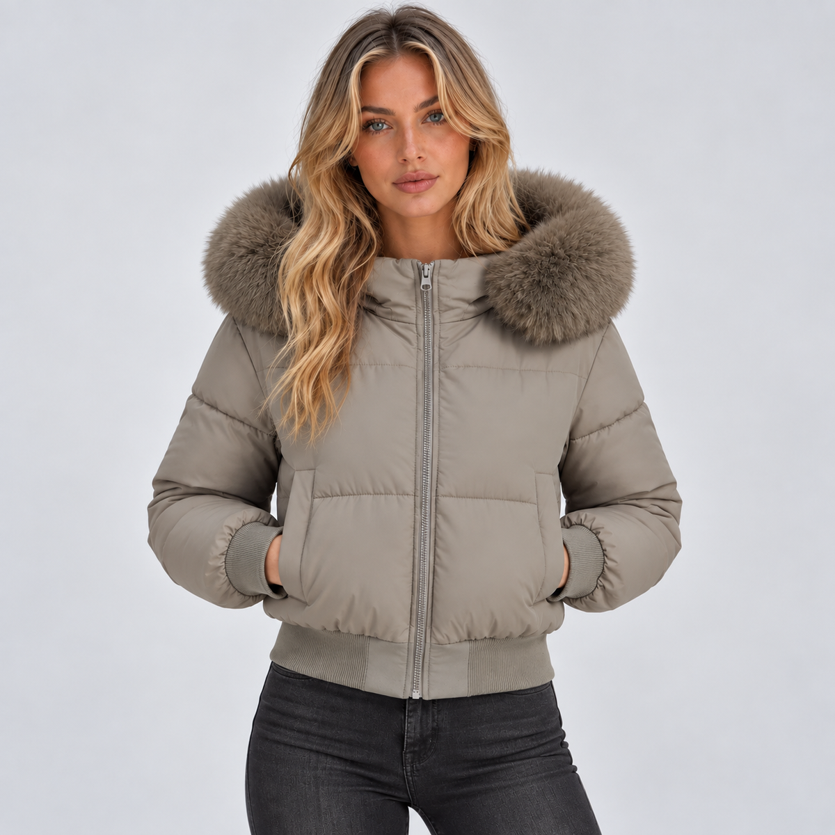 Lisanne | Dames Pufferjas Winter – Warme Pluche Kraag en Elastische Boorden