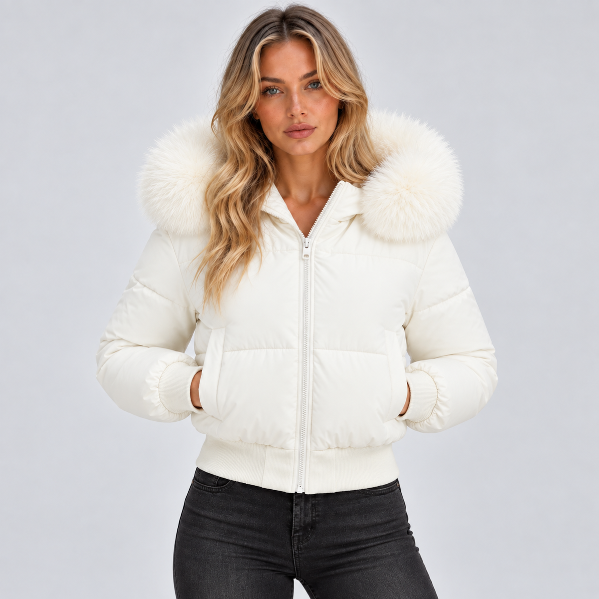 Lisanne | Dames Pufferjas Winter – Warme Pluche Kraag en Elastische Boorden