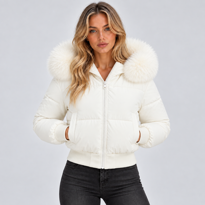 Lisanne | Dames Pufferjas Winter – Warme Pluche Kraag en Elastische Boorden