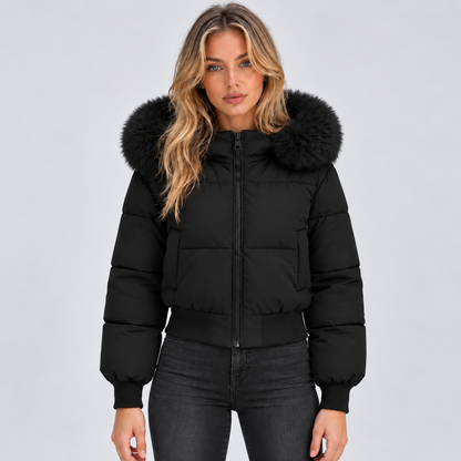 Lisanne | Dames Pufferjas Winter – Warme Pluche Kraag en Elastische Boorden