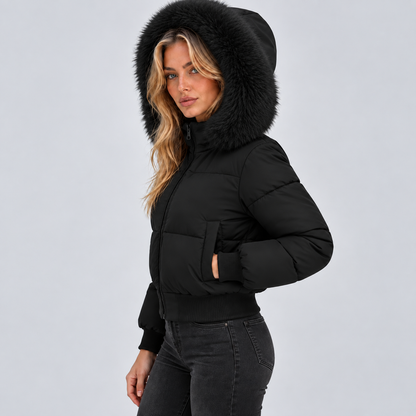 Lisanne | Dames Pufferjas Winter – Warme Pluche Kraag en Elastische Boorden