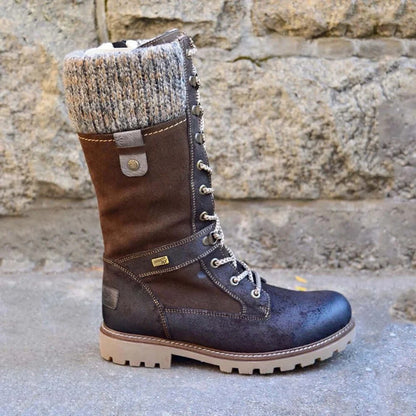 Lotte | Dames Veterboots Stoer – Warme Ribboord en Stevige Profielzool