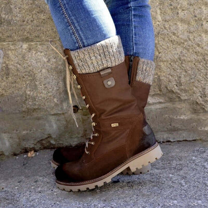 Lotte | Dames Veterboots Stoer – Warme Ribboord en Stevige Profielzool