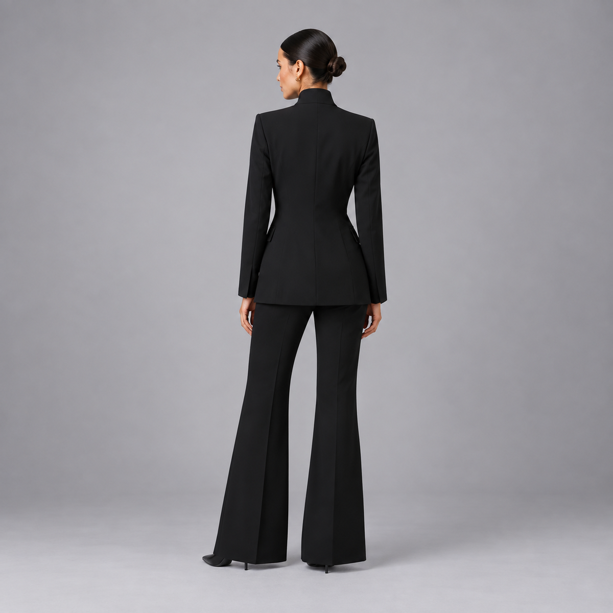 Louise | Dames Broekpak Kraagloos – Getailleerde Blazer en Wijde Pantalon