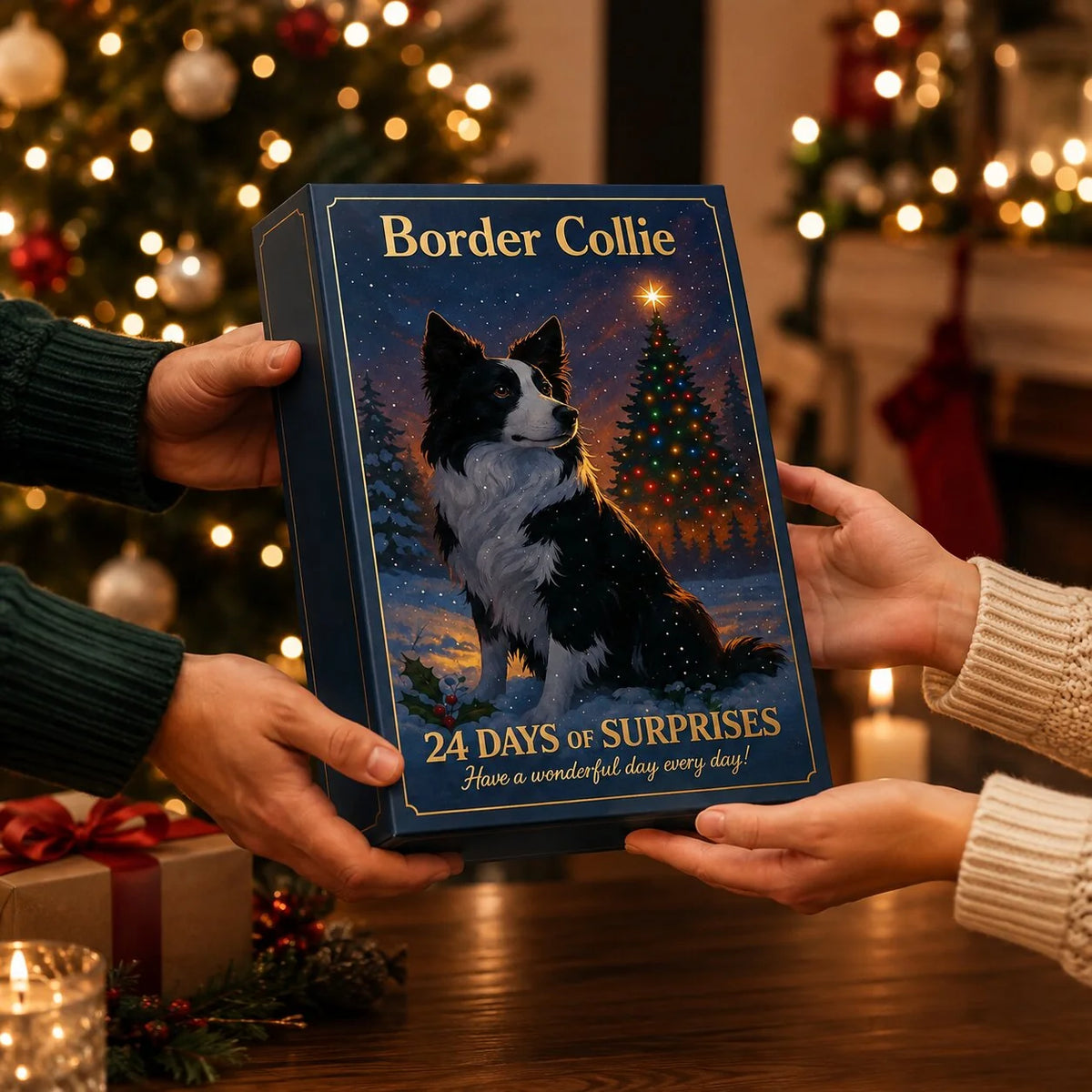 Lovia | Border Collie Adventskalender 2026 – 24 Hondenfiguurtjes en Kersthangers