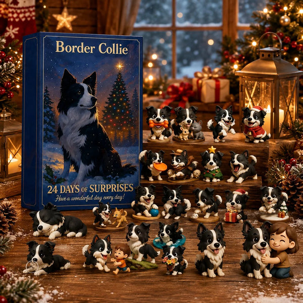 Lovia | Border Collie Adventskalender 2026 – 24 Hondenfiguurtjes en Kersthangers