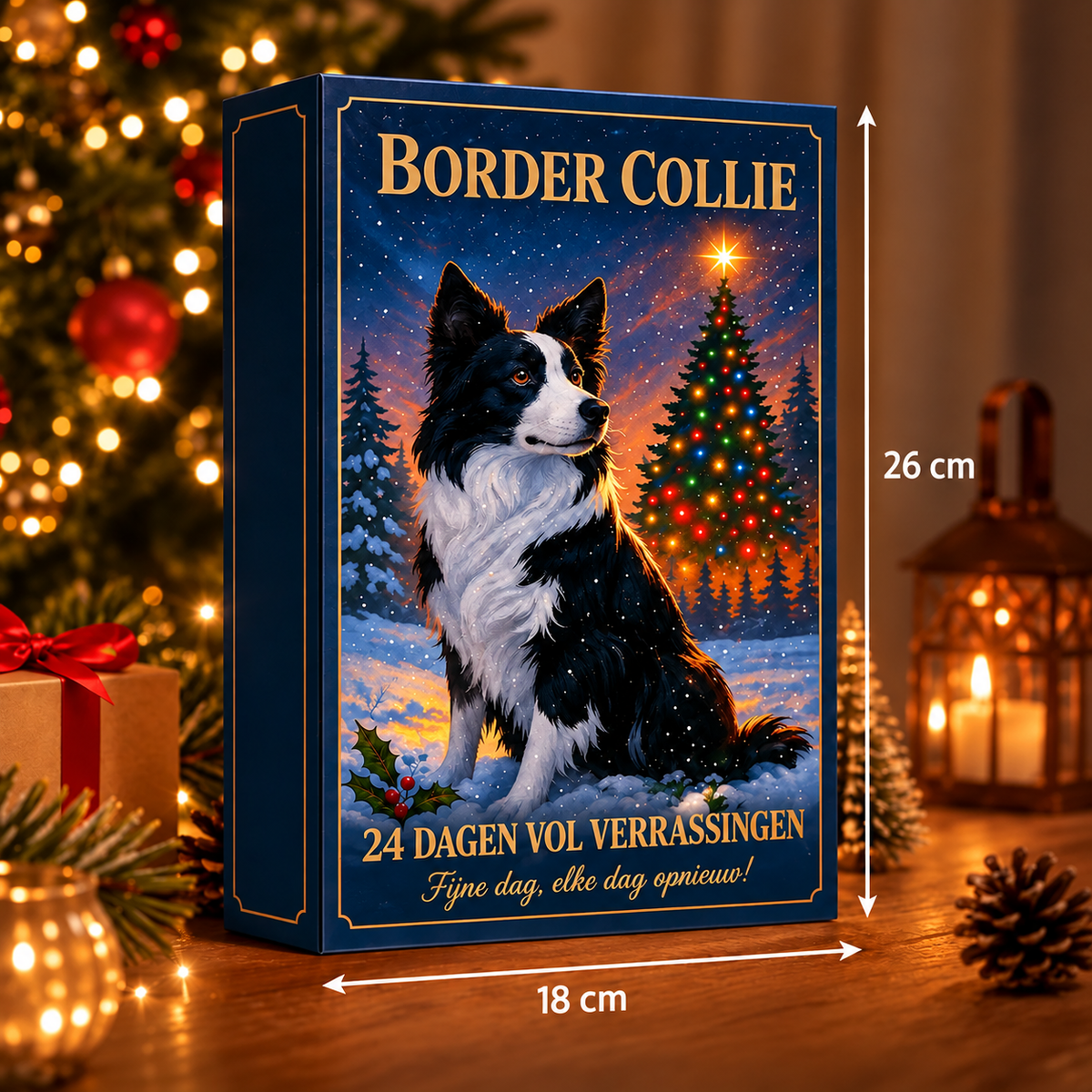 Lovia | Border Collie Adventskalender 2026 – 24 Hondenfiguurtjes en Kersthangers