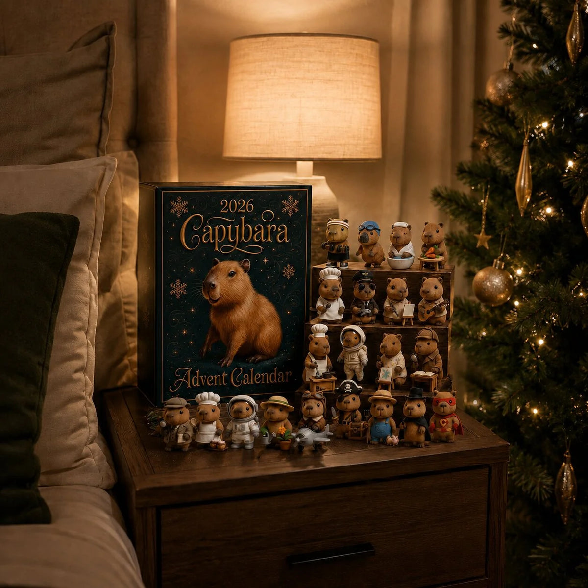 Lovia | Capybara Adventskalender 2026 – 24 Schattige Figuurtjes en Kersthangers