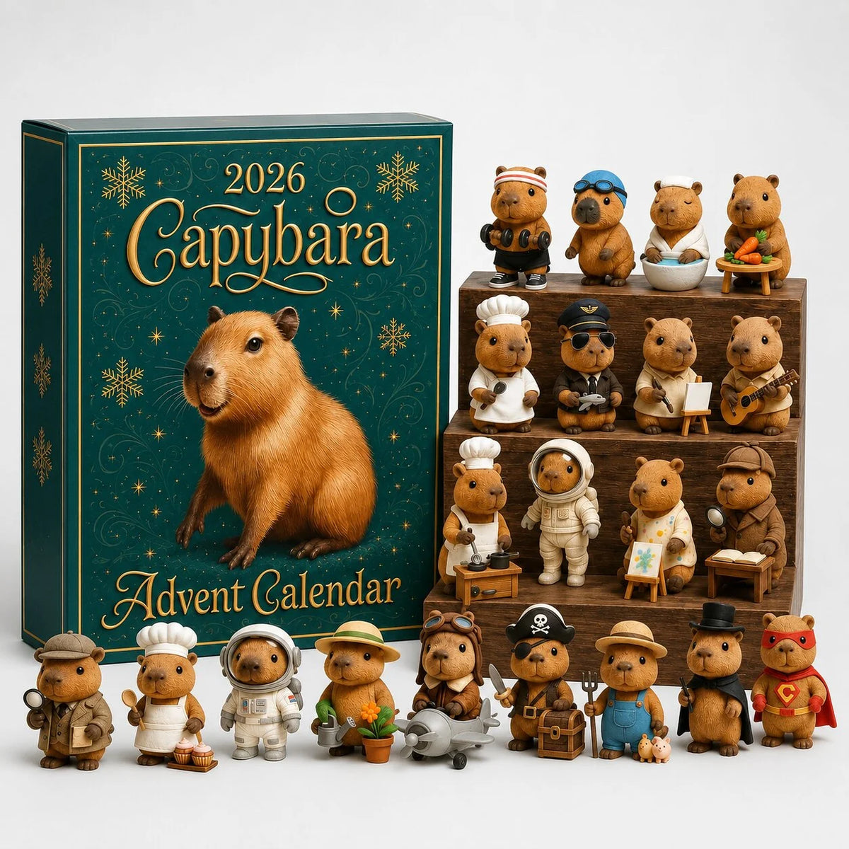 Lovia | Capybara Adventskalender 2026 – 24 Schattige Figuurtjes en Kersthangers