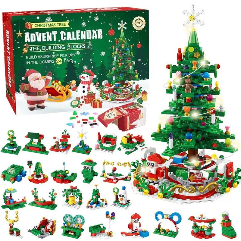 Lovia | DIY Bouwstenen Adventskalender 2026 – Kerstboom Bouwset 1102 Stukjes