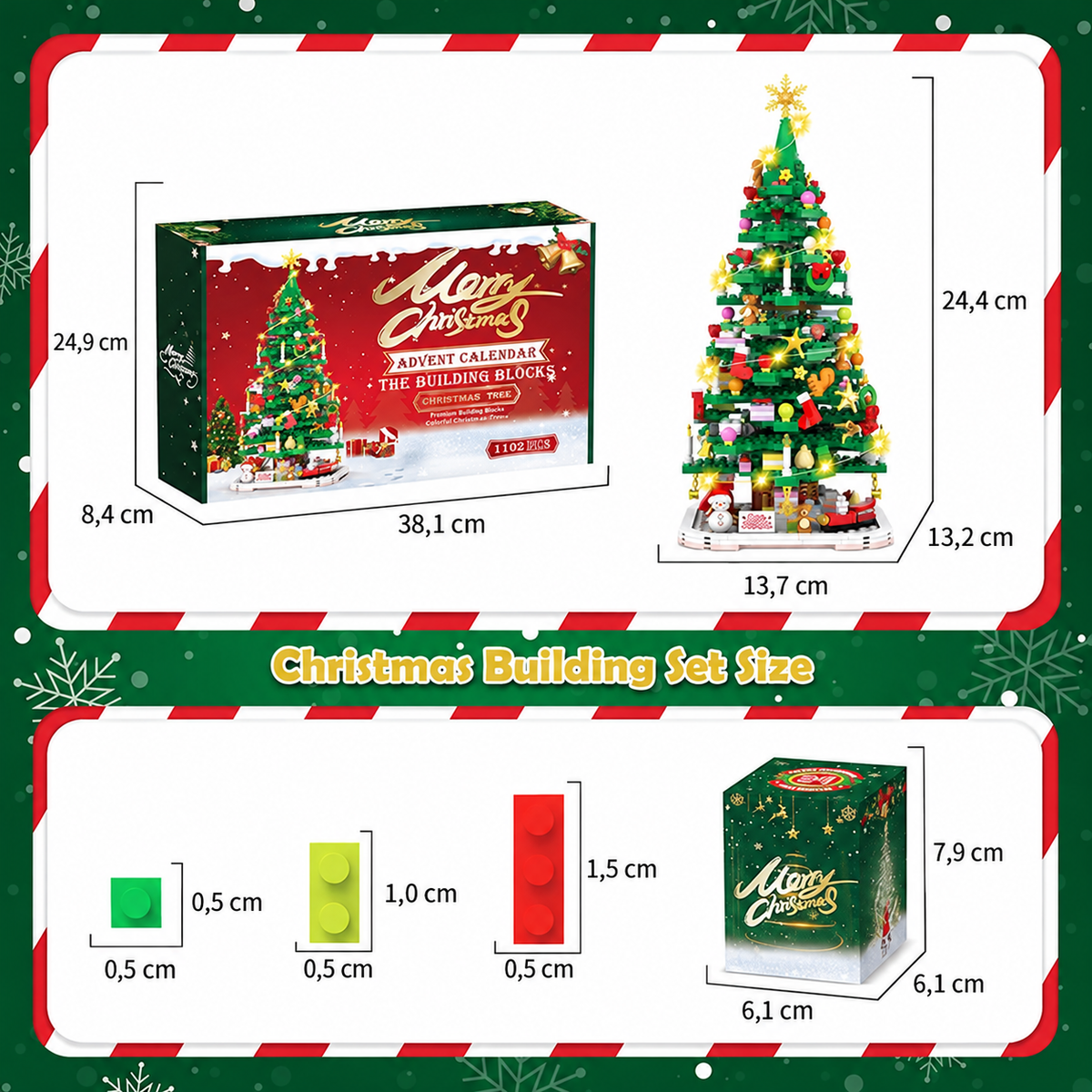 Lovia | DIY Bouwstenen Adventskalender 2026 – Kerstboom Bouwset 1102 Stukjes