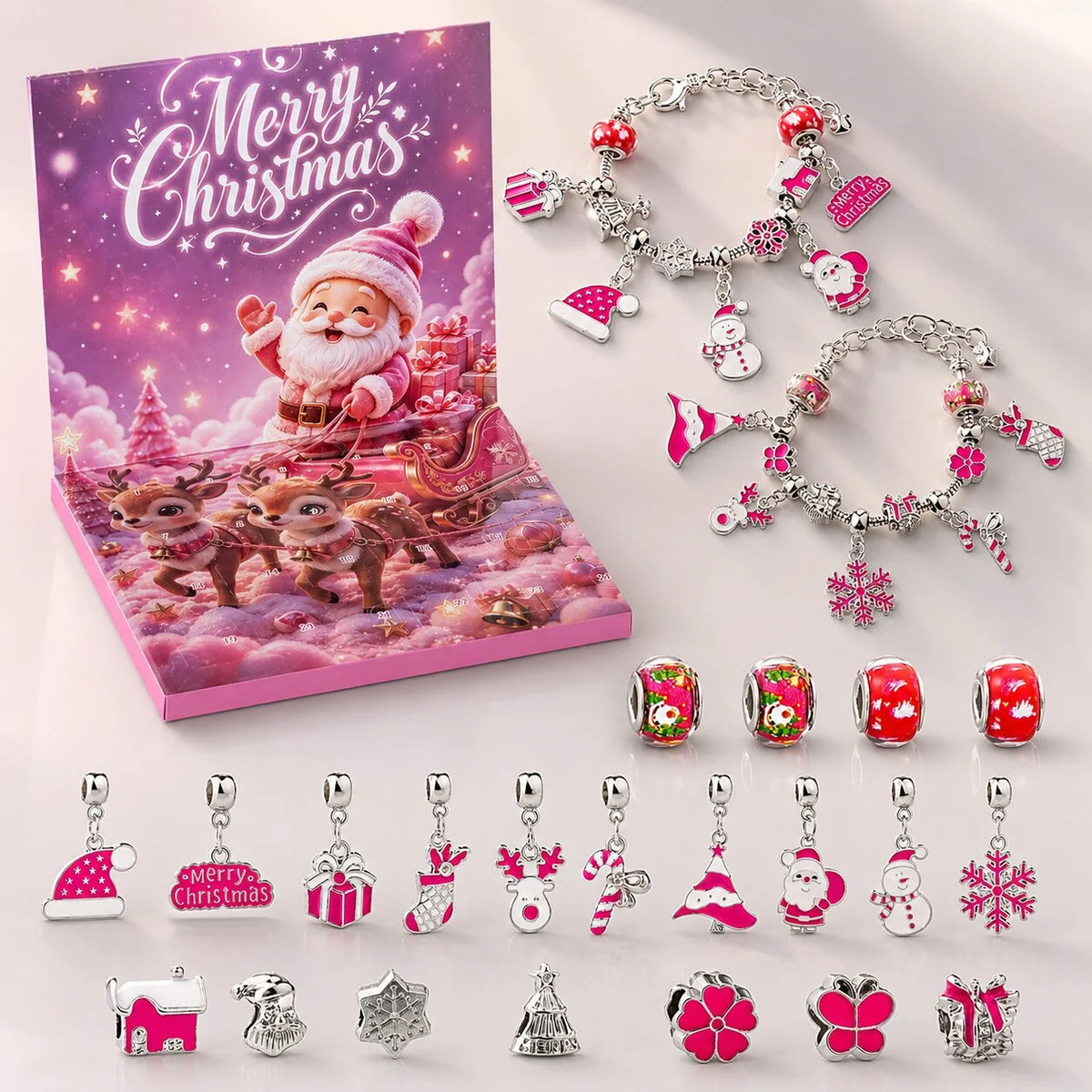 Lovia | DIY Kerst Bedelarmband Adventskalender 2026 – 24 Bedels en Kralen voor Kinderen