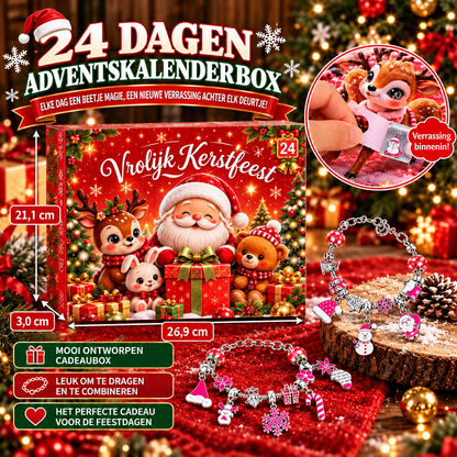 Lovia | DIY Kerst Bedelarmband Adventskalender 2026 – 24 Bedels en Kralen voor Kinderen