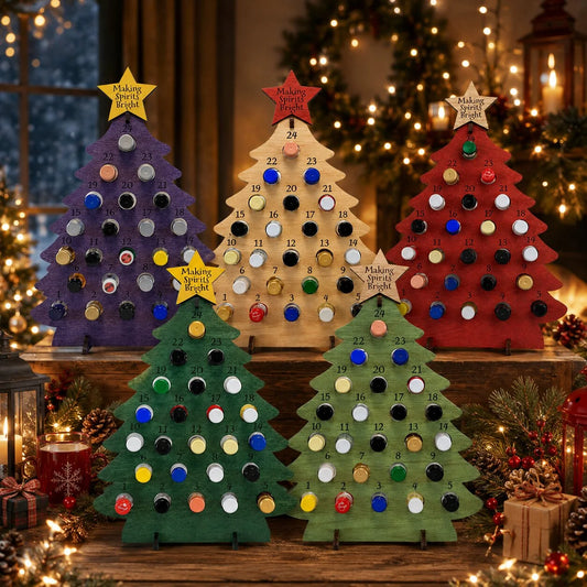 Lovia | DIY Kerstboom Flessen Adventskalender 2026 – Houten Houder voor 24 Mini Flesjes