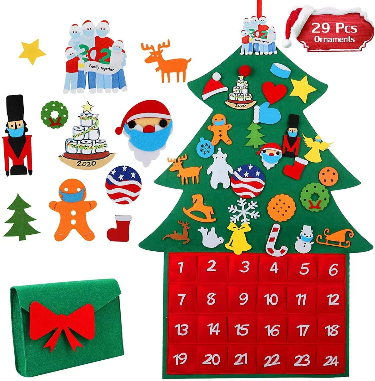 Lovia | DIY Vilten Kerstboom Adventskalender 2026 – 24 Vakjes en Versiering