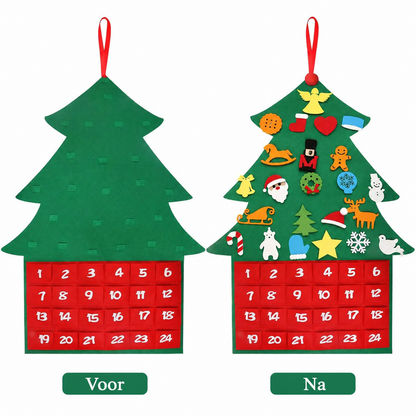 Lovia | DIY Vilten Kerstboom Adventskalender 2026 – 24 Vakjes en Versiering