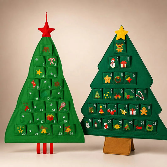 Lovia | DIY Vulbare Adventskalender 2026 Kerstboom – 24 Stoffen Vakjes en Herbruikbaar