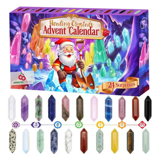 Lovia | Edelstenen Adventskalender 2026 – 24 Kristalpunten en Ketting Verrassingen-LF