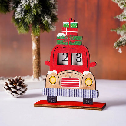 Lovia | Houten Aftelkalender Kerst 2026 – Kerstman Truck met Cadeautjes