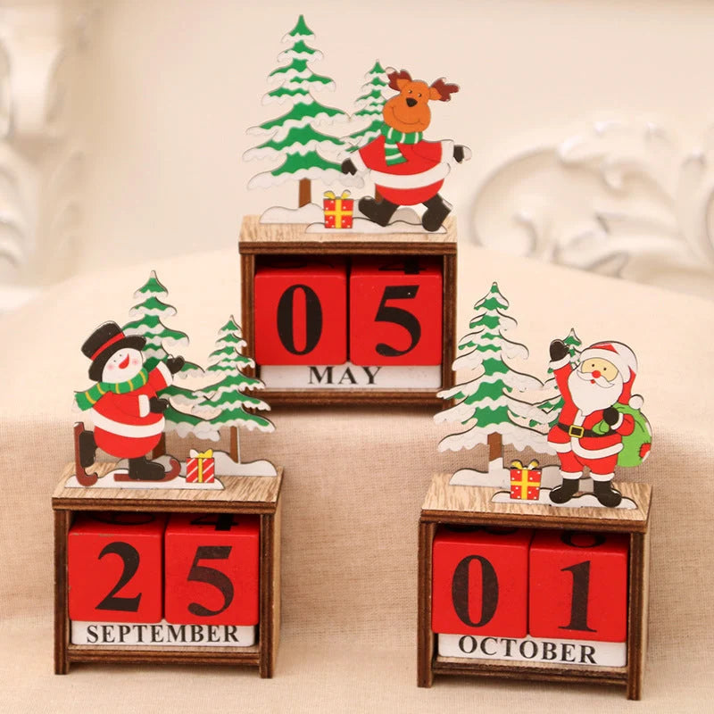 Lovia | Houten Kerstkalender Blokjes 2026 – Kerstfiguur met Kerstboompjes