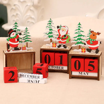 Lovia | Houten Kerstkalender Blokjes 2026 – Kerstfiguur met Kerstboompjes