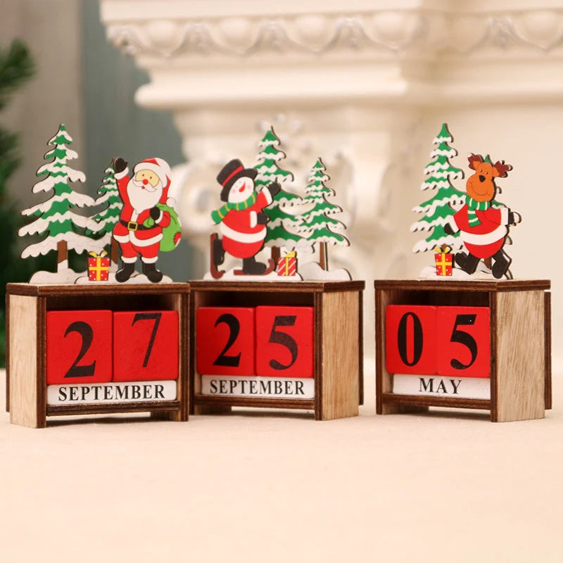 Lovia | Houten Kerstkalender Blokjes 2026 – Kerstfiguur met Kerstboompjes