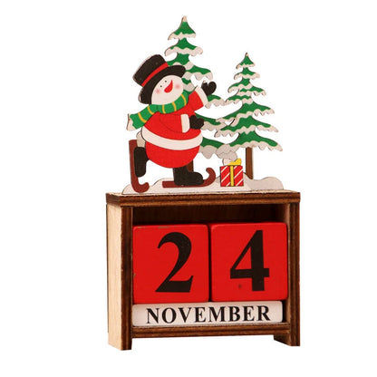 Lovia | Houten Kerstkalender Blokjes 2026 – Kerstfiguur met Kerstboompjes