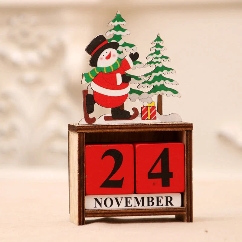 Lovia | Houten Kerstkalender Blokjes 2026 – Kerstfiguur met Kerstboompjes
