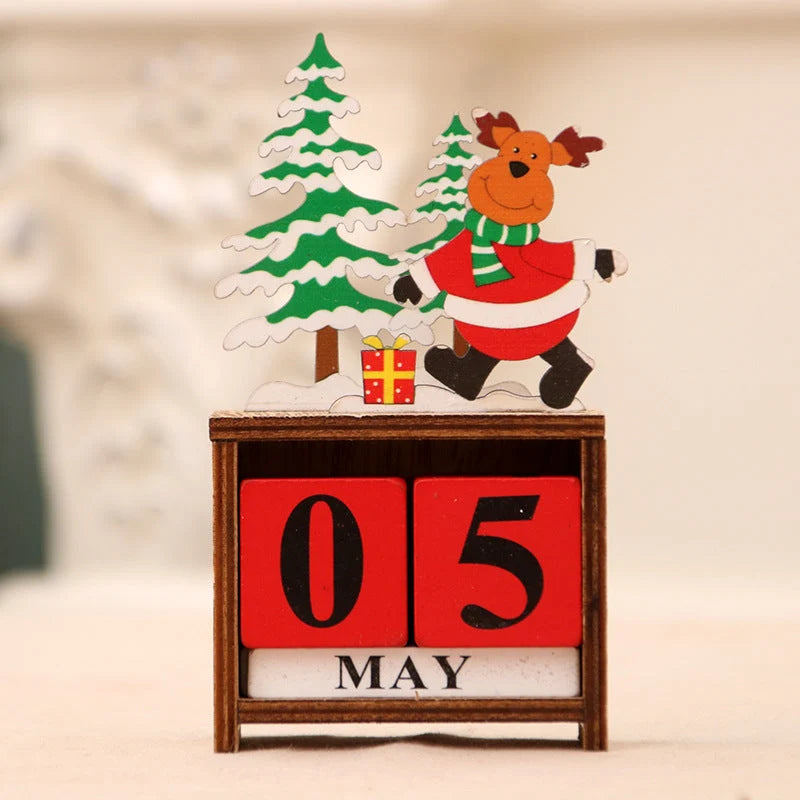 Lovia | Houten Kerstkalender Blokjes 2026 – Kerstfiguur met Kerstboompjes