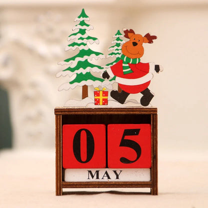 Lovia | Houten Kerstkalender Blokjes 2026 – Kerstfiguur met Kerstboompjes