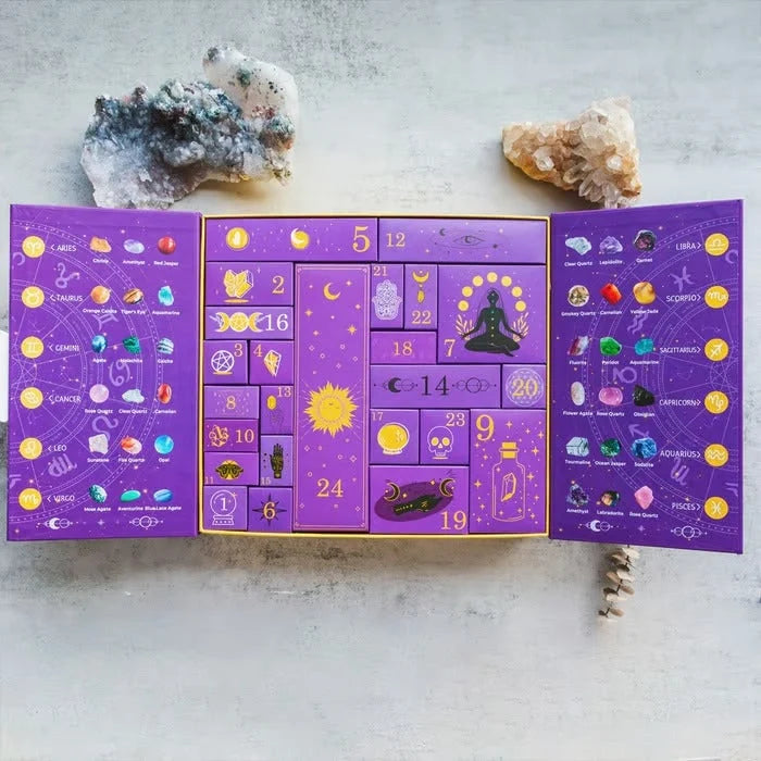 Lovia | Luxe Kristallen Adventskalender 2026 – 24 Edelstenen, Figuurtjes en Armband