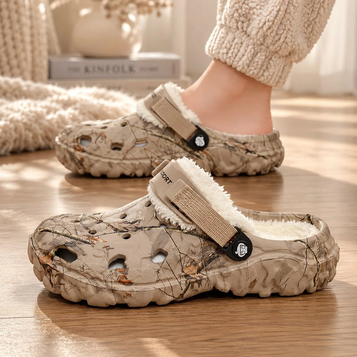 Lovia | Unisex Gevoerde Clogs Camouflage – Uitneembare Voering en Hielbandje