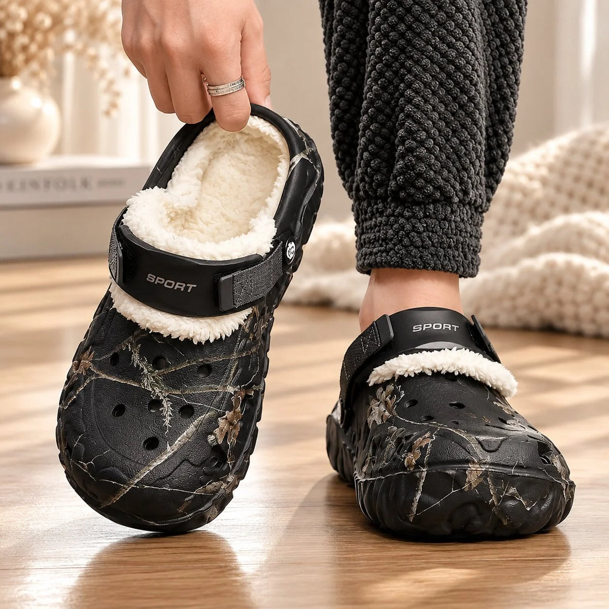 Lovia | Unisex Gevoerde Clogs Camouflage – Uitneembare Voering en Hielbandje