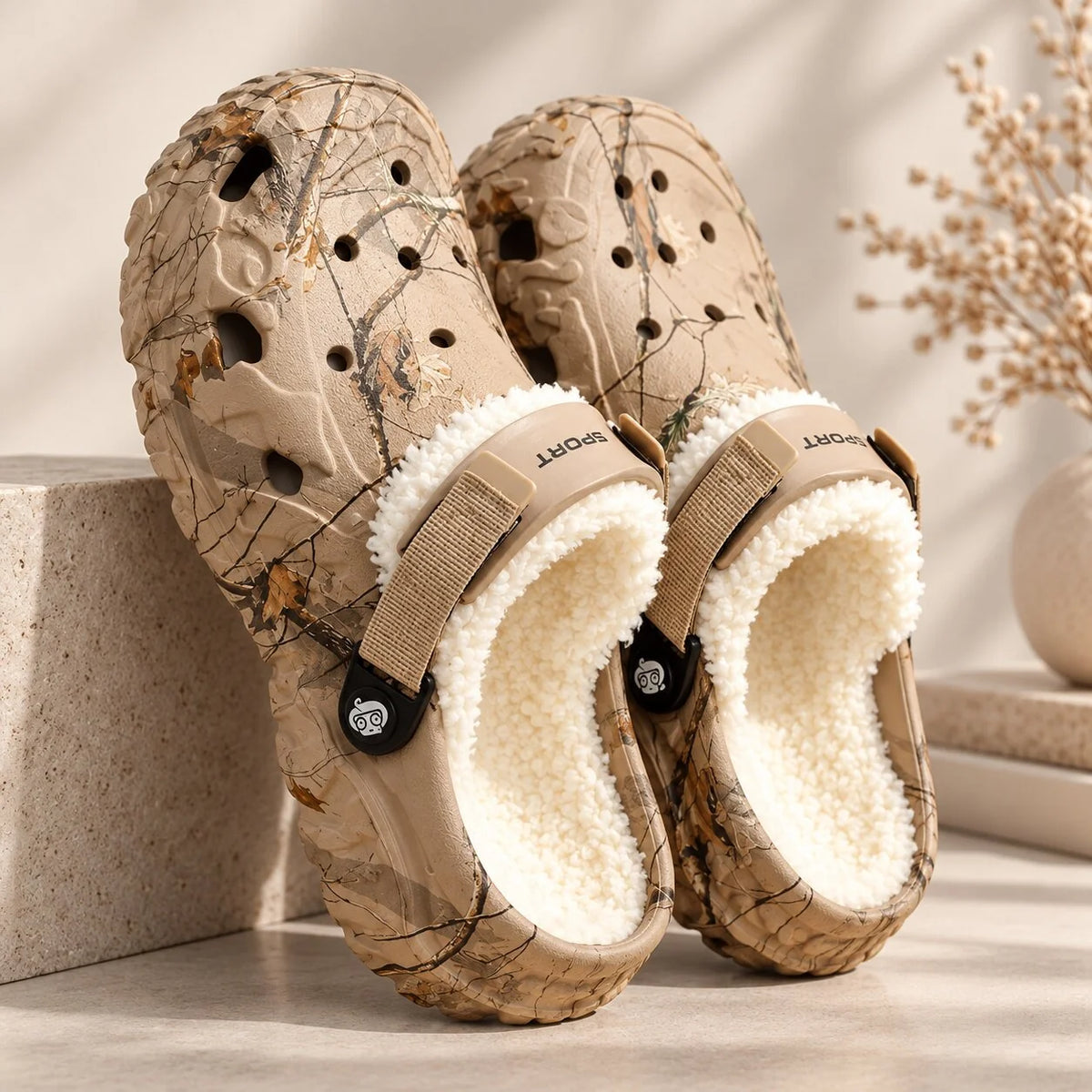 Lovia | Unisex Gevoerde Clogs Camouflage – Uitneembare Voering en Hielbandje