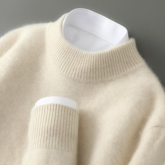 Lovia | Unisex Trui Gebreid Zacht – Halfhoge Col en Ribboorden