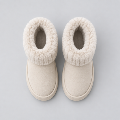 Luna | Dames Enkelboots Warm Gevoerd – Pluche Rand en Lichte Dikke Zool