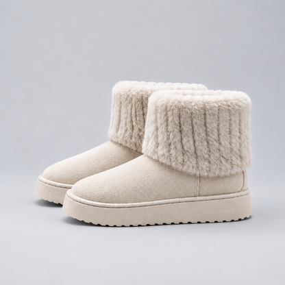 Luna | Dames Enkelboots Warm Gevoerd – Pluche Rand en Lichte Dikke Zool