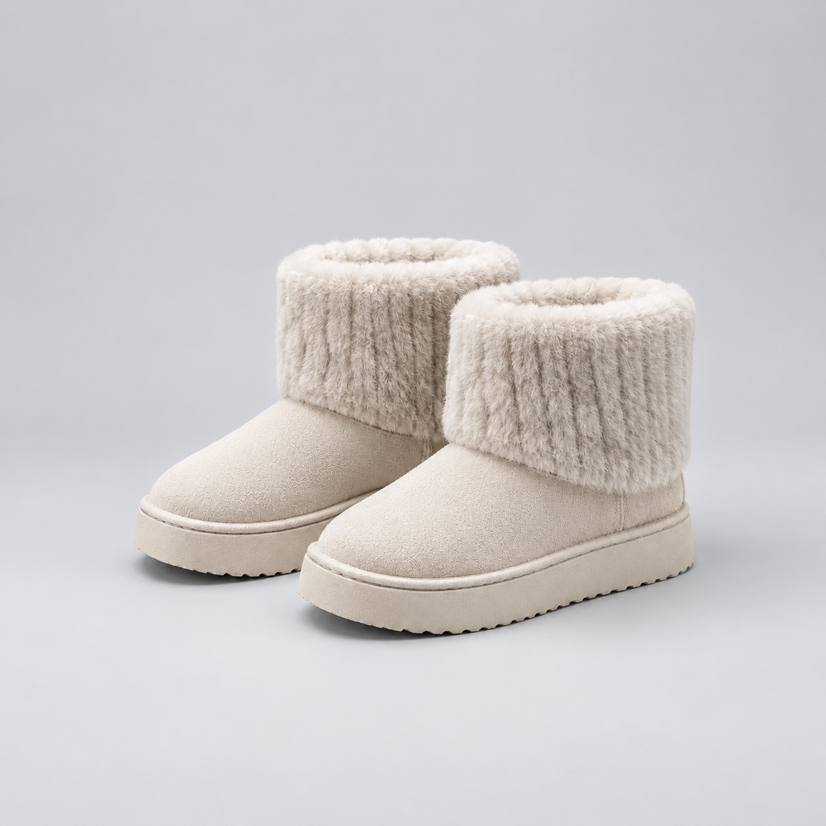 Luna | Dames Enkelboots Warm Gevoerd – Pluche Rand en Lichte Dikke Zool