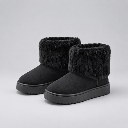 Luna | Dames Enkelboots Warm Gevoerd – Pluche Rand en Lichte Dikke Zool