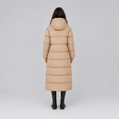 Manon | Dames Pufferjas Lang – Warme Capuchon en Hoge Kraag