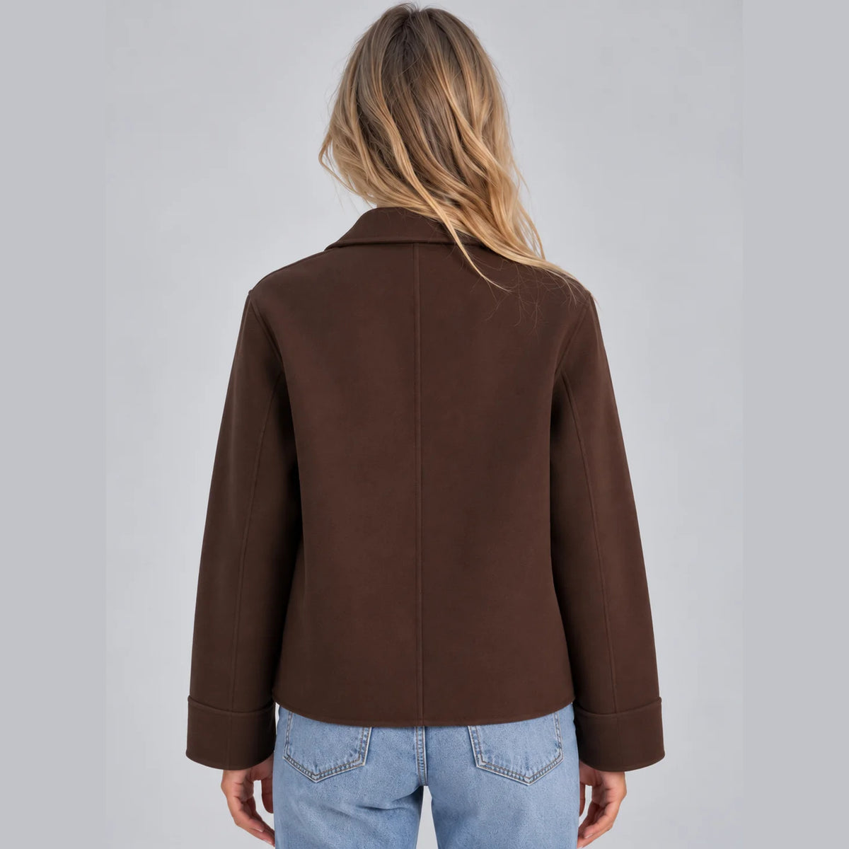 Maria | Dames Overshirt Jas Relaxed – Brede Kraag en Opgezette Zakken