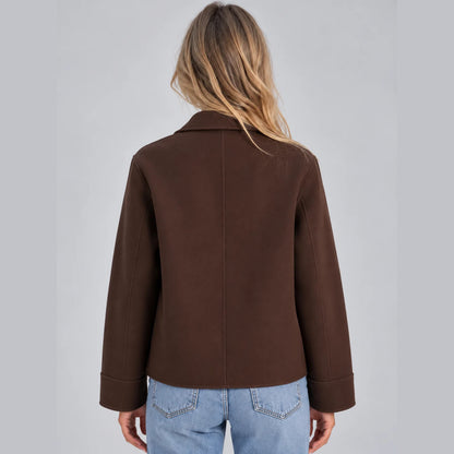 Maria | Dames Overshirt Jas Relaxed – Brede Kraag en Opgezette Zakken