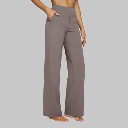 Marit | Dames Pantalon High Waist – Rechte Pijpen en Fijn Ruitpatroon
