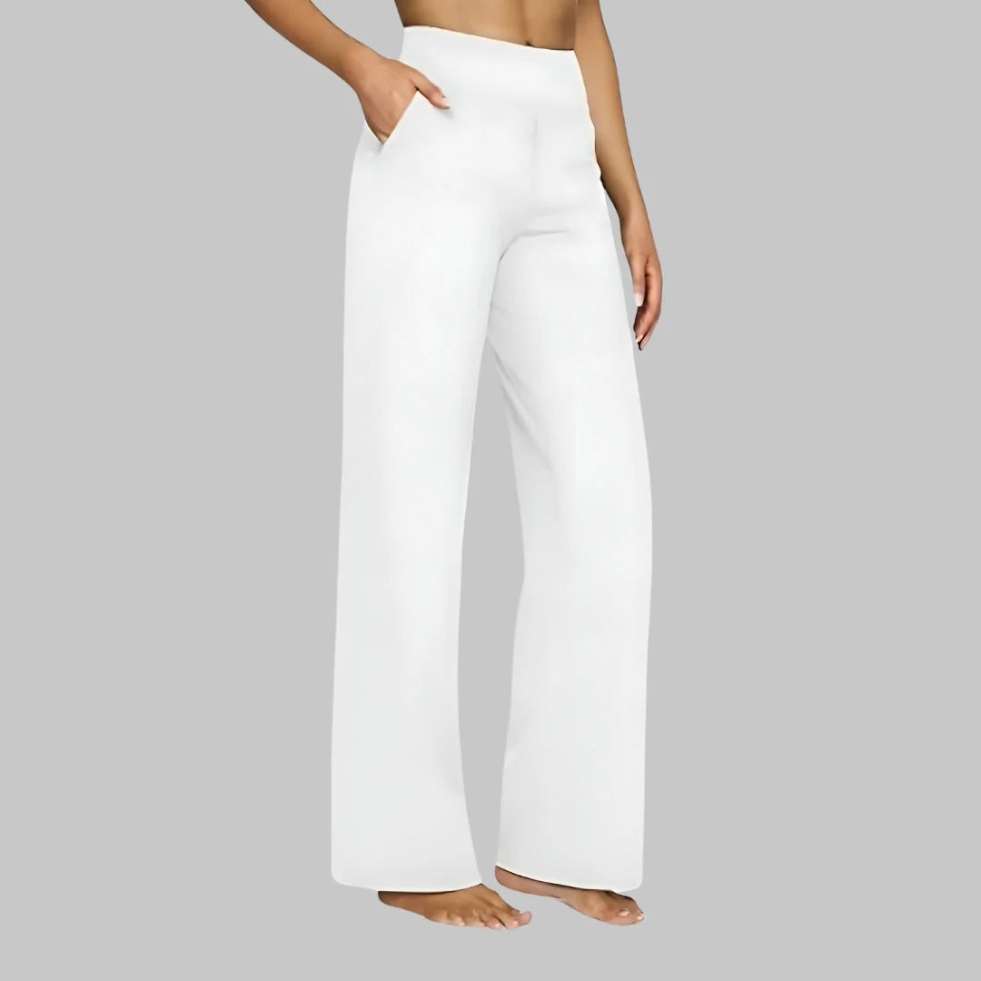 Marit | Dames Pantalon High Waist – Rechte Pijpen en Fijn Ruitpatroon